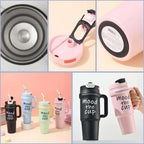 Markam™ Mood The Cup Matte Black Insulated Steel Tumbler with Handle, 800 ml Capacity