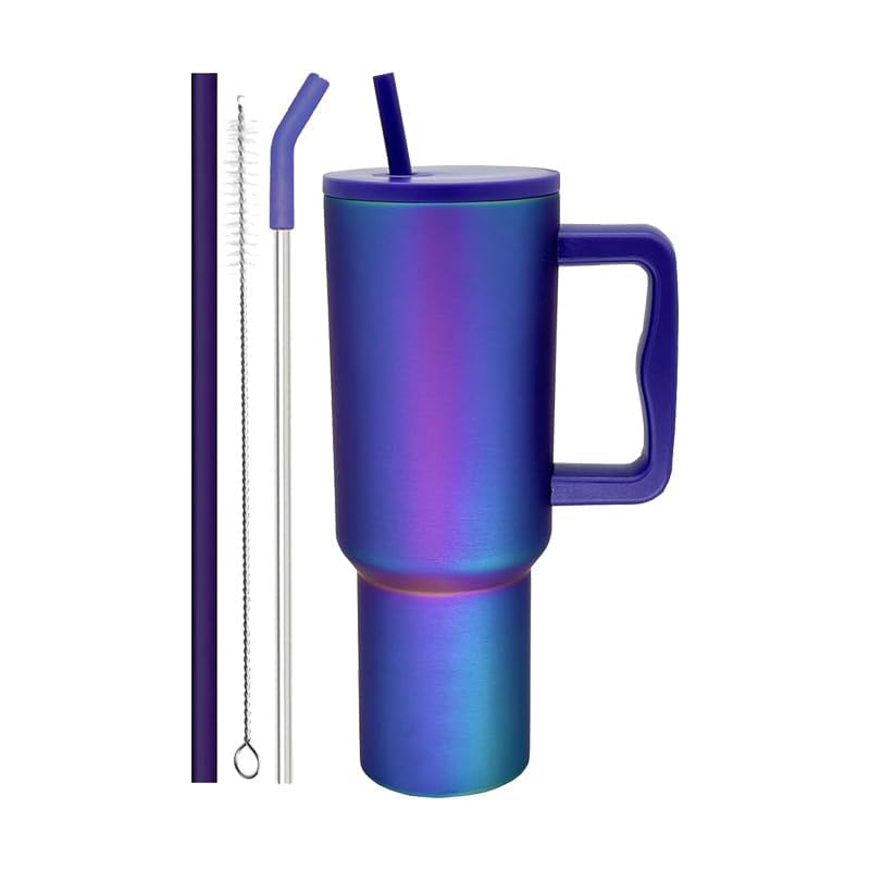 Markam™ Stainless Steel Tumbler with Lid and Straw Stainless Steel Vacuum Insulated Tumbler for ice Tea or Coffee and Water 1200ml Travelling Gym & Office 1.2