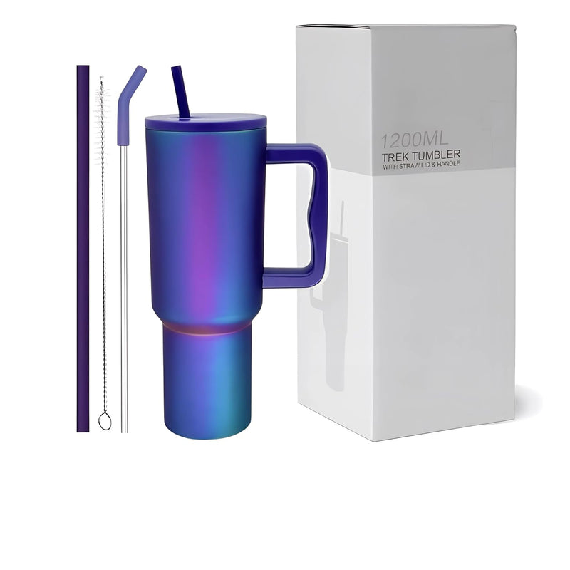 Markam™ Stainless Steel Tumbler with Lid and Straw Stainless Steel Vacuum Insulated Tumbler for ice Tea or Coffee and Water 1200ml Travelling Gym & Office 1.2